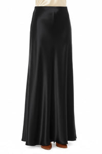 Jupe longue en satin avec fente frontale - Black