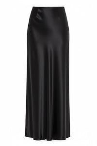 Jupe longue en satin avec fente frontale - Black