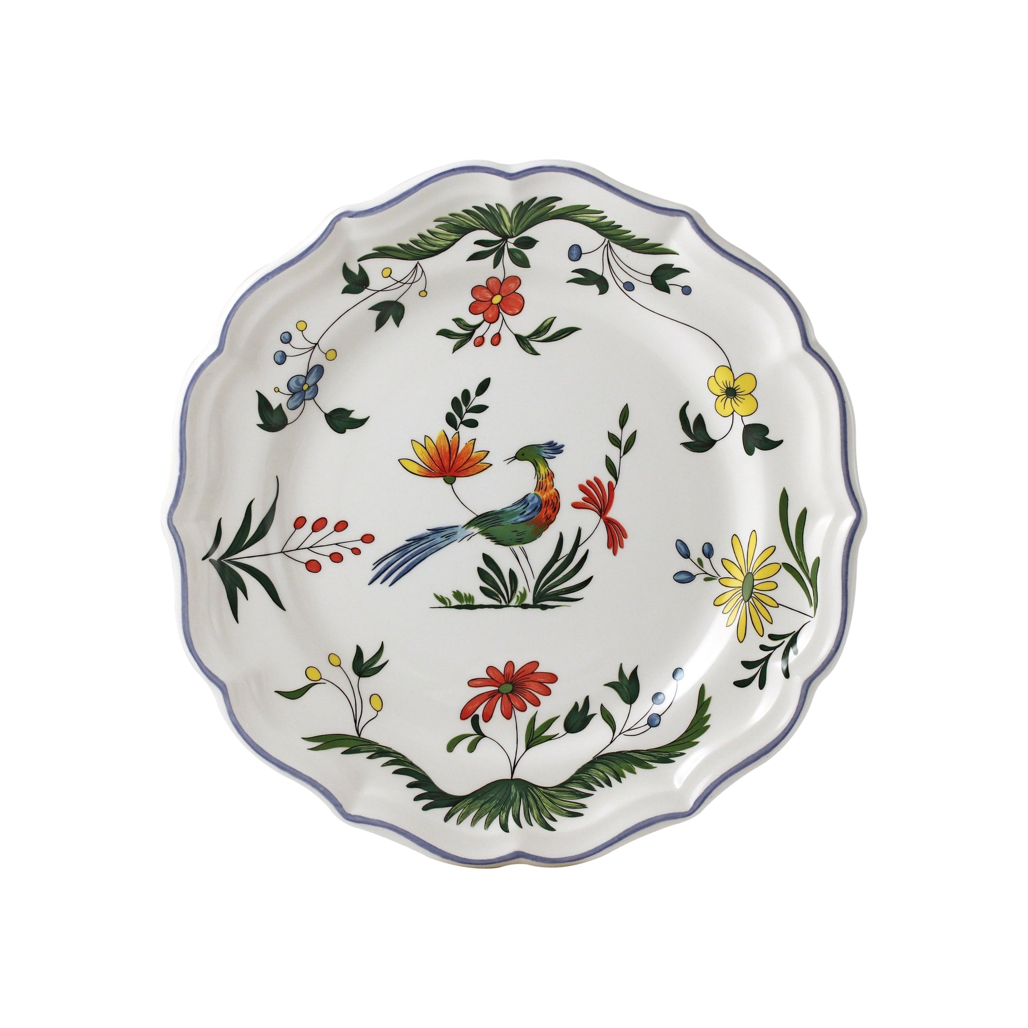 Set of 4 Rooster Birds of Paradise dessert plates - Blue