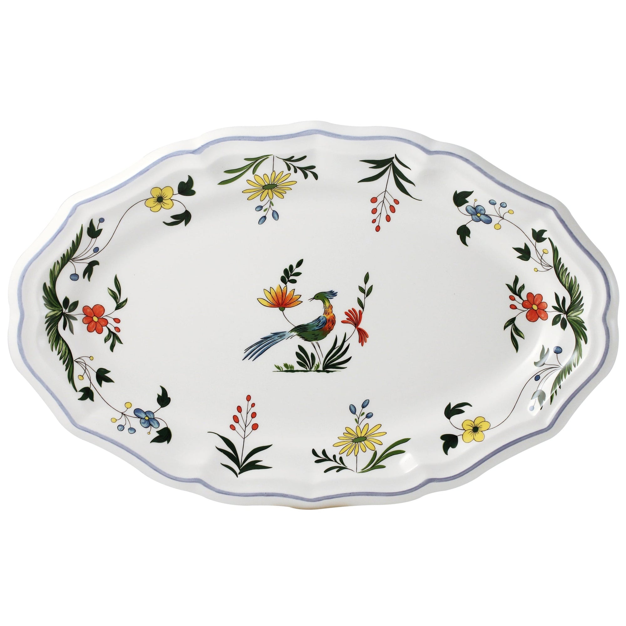 Plat ovale n°4 Oiseaux de Paradis - Vert