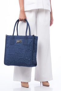 Grand sac cabas matelassé - Azure Blue