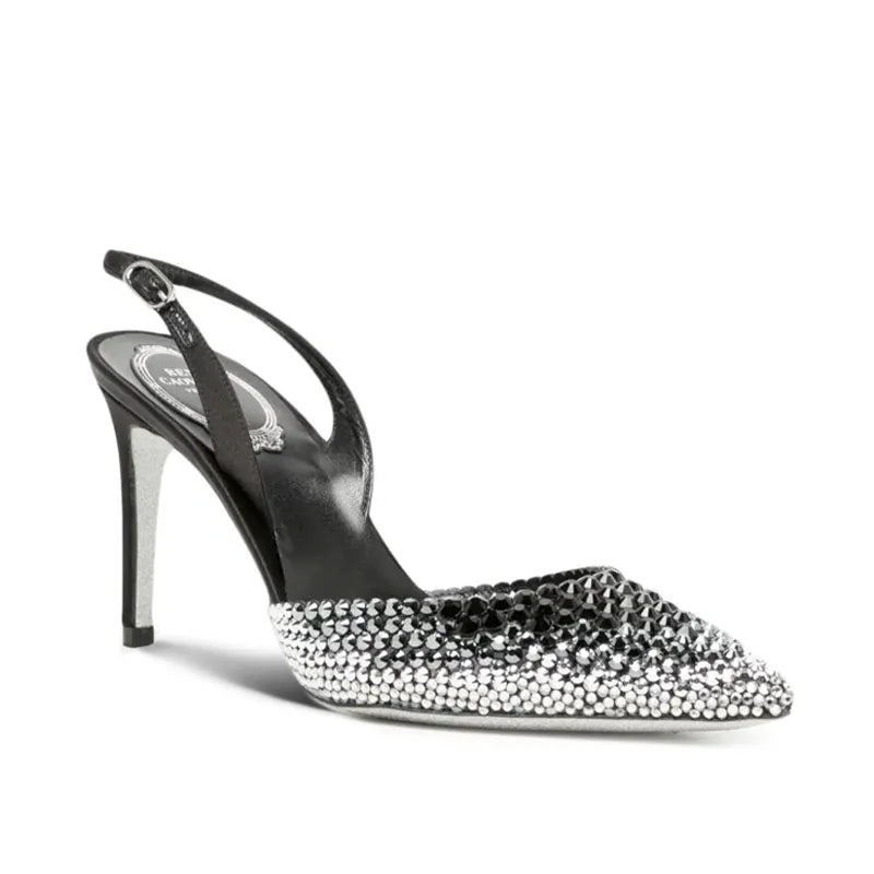 Slingbacks Jackie 105 à strass en satin - Nero & Labrador