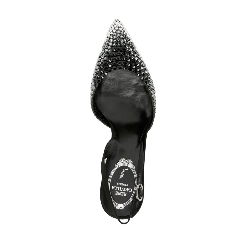 Slingbacks Jackie 105 à strass en satin - Nero & Labrador