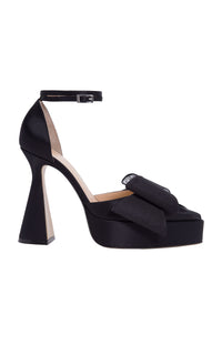 Le Cadeau 140 platform pumps in silk - Black