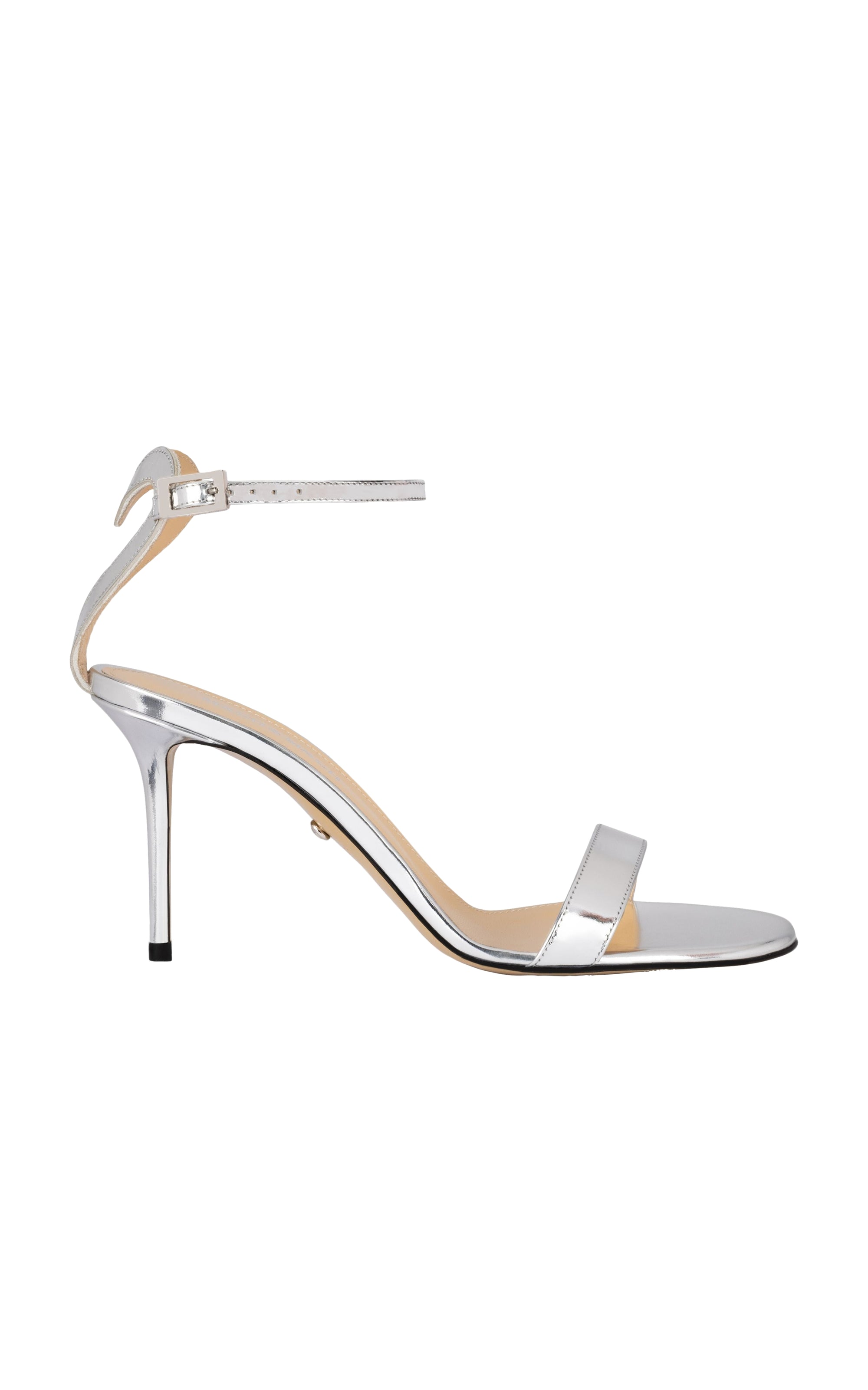 Special Heart 85 sandals in mirrored leather & rhinestones - Silver