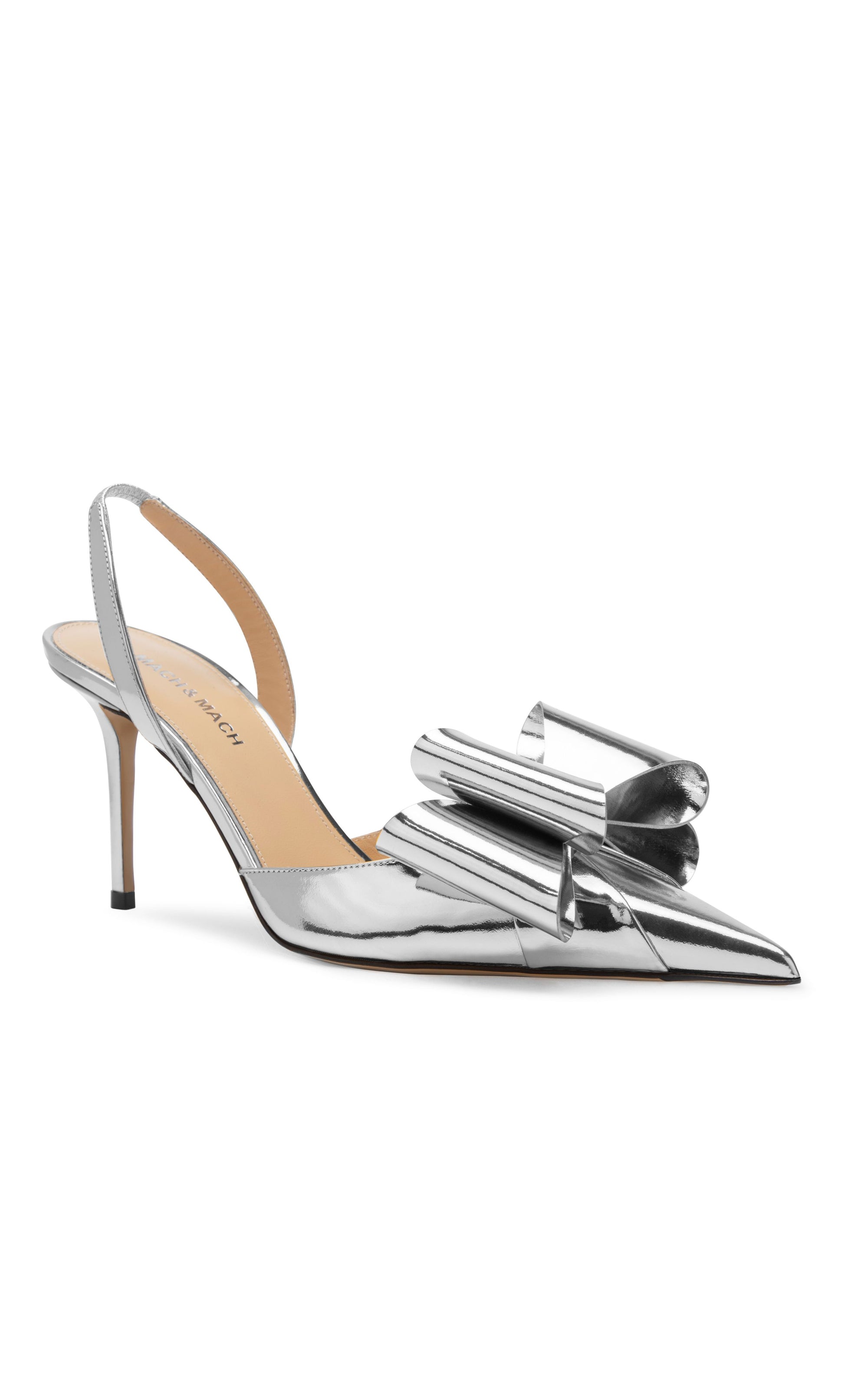 Le Cadeau 85 slingback in mirrored leather - Silver