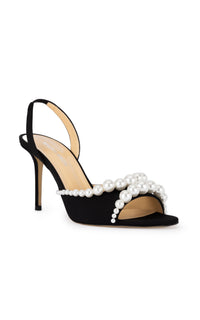 Sirène 85 beaded slingback - Black
