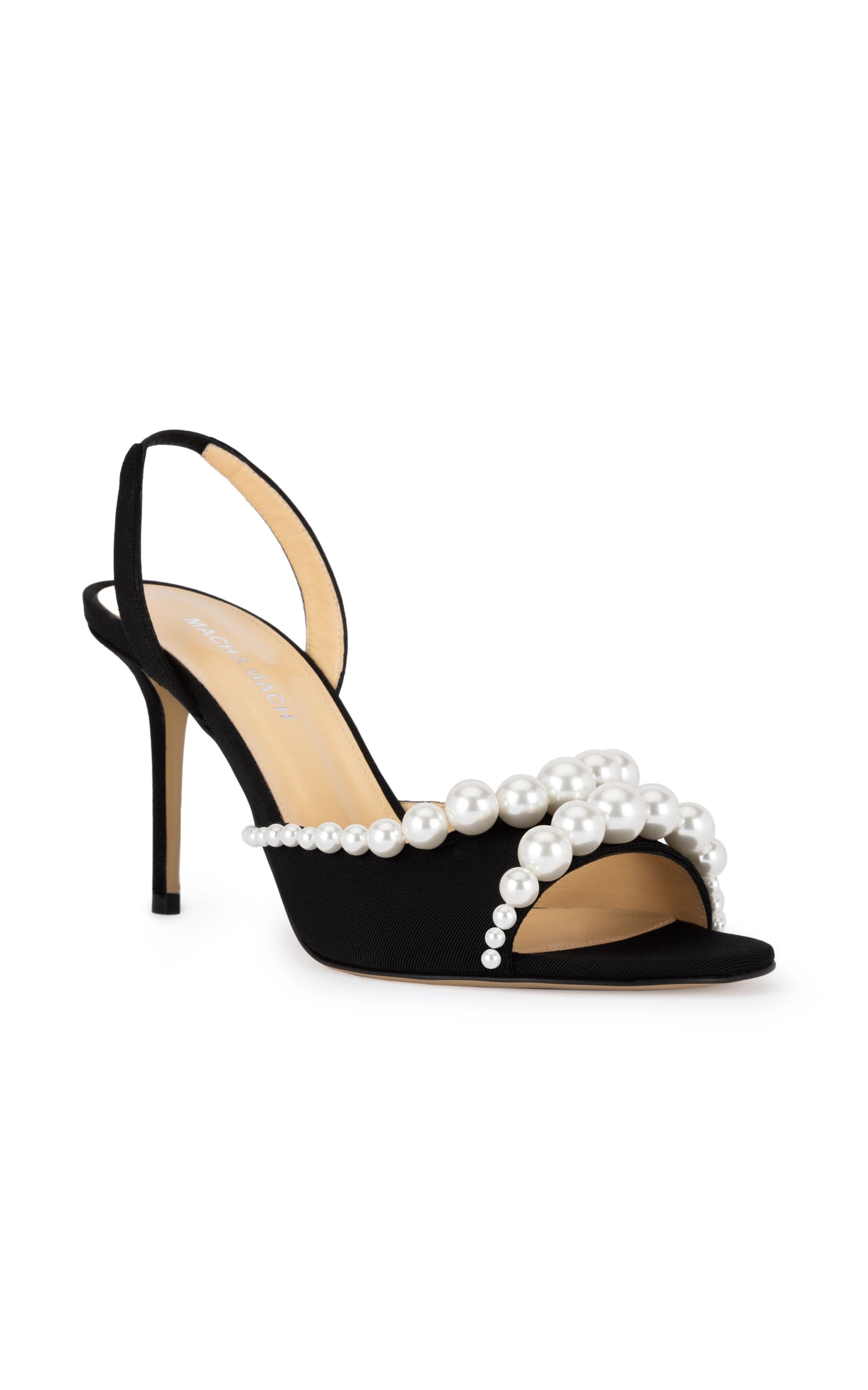 Sirène 85 beaded slingback - Black