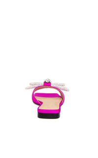 Double Bow silk & rhinestone mules - Fuchsia