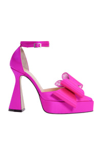 Le Cadeau 140 silk platform pumps - Fuchsia