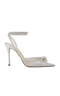 Stud Bow 110 pearl pumps - Transparent Silver