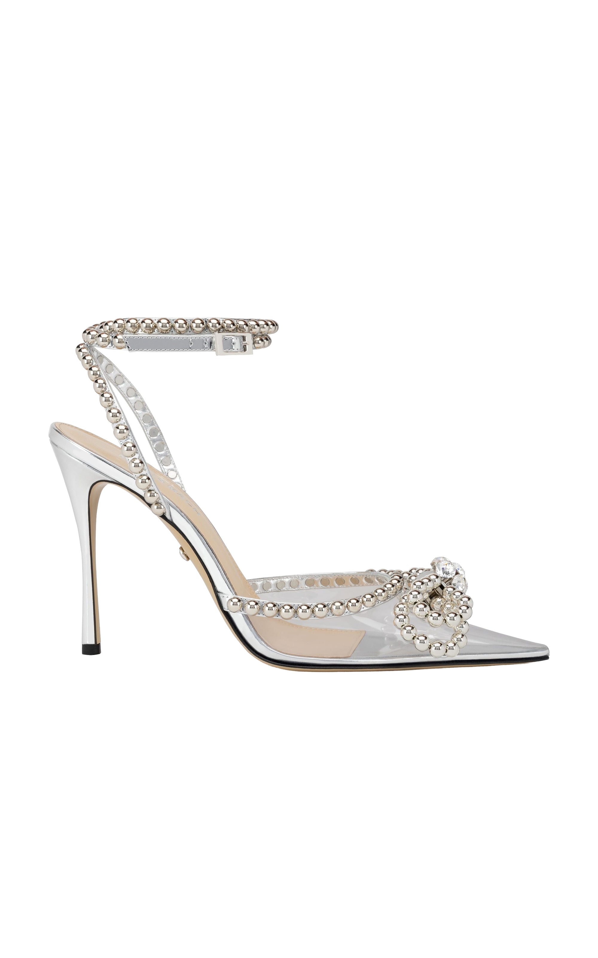 Stud Bow 110 pearl pumps - Transparent Silver