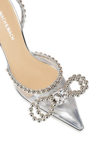 Stud Bow 110 pearl pumps - Transparent Silver