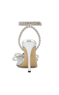 Stud Bow 110 pearl pumps - Transparent Silver
