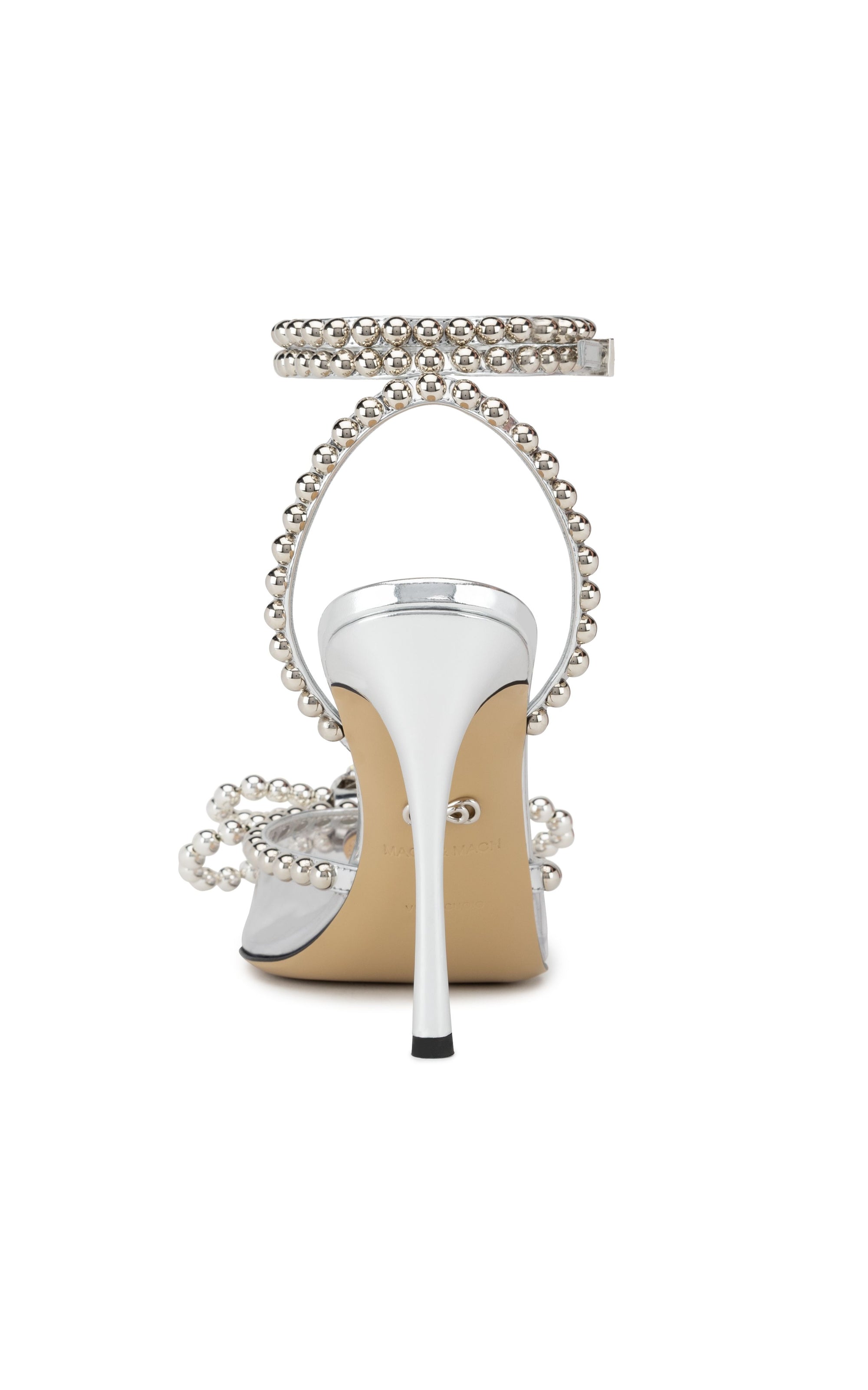Stud Bow 110 pearl pumps - Transparent Silver
