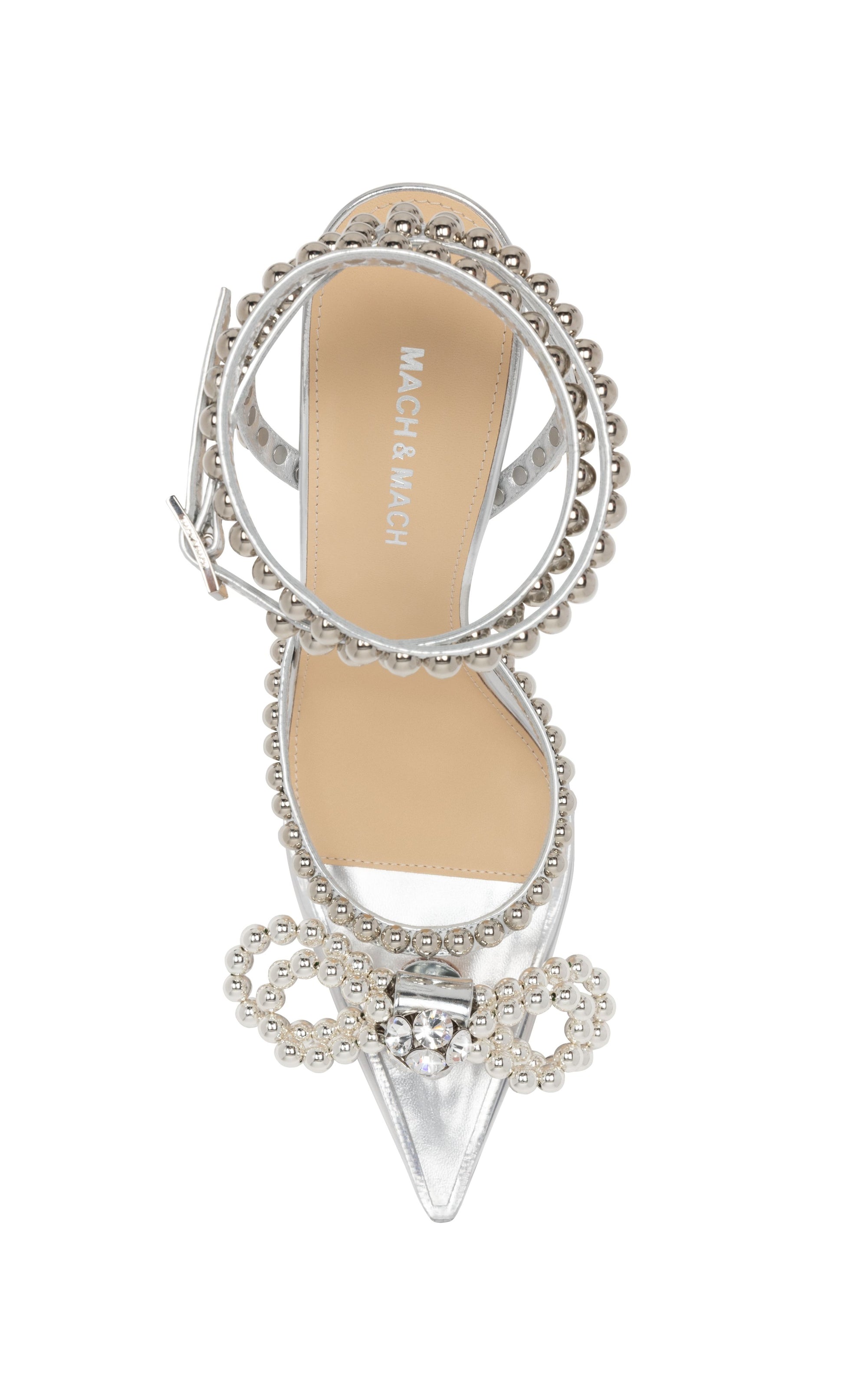 Stud Bow 110 pearl pumps - Transparent Silver
