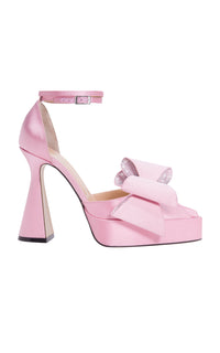 Le Cadeau 140 platform pumps in satin - Pink