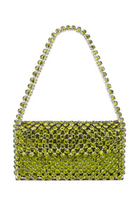 Small silk & rhinestone shoulder bag - Green