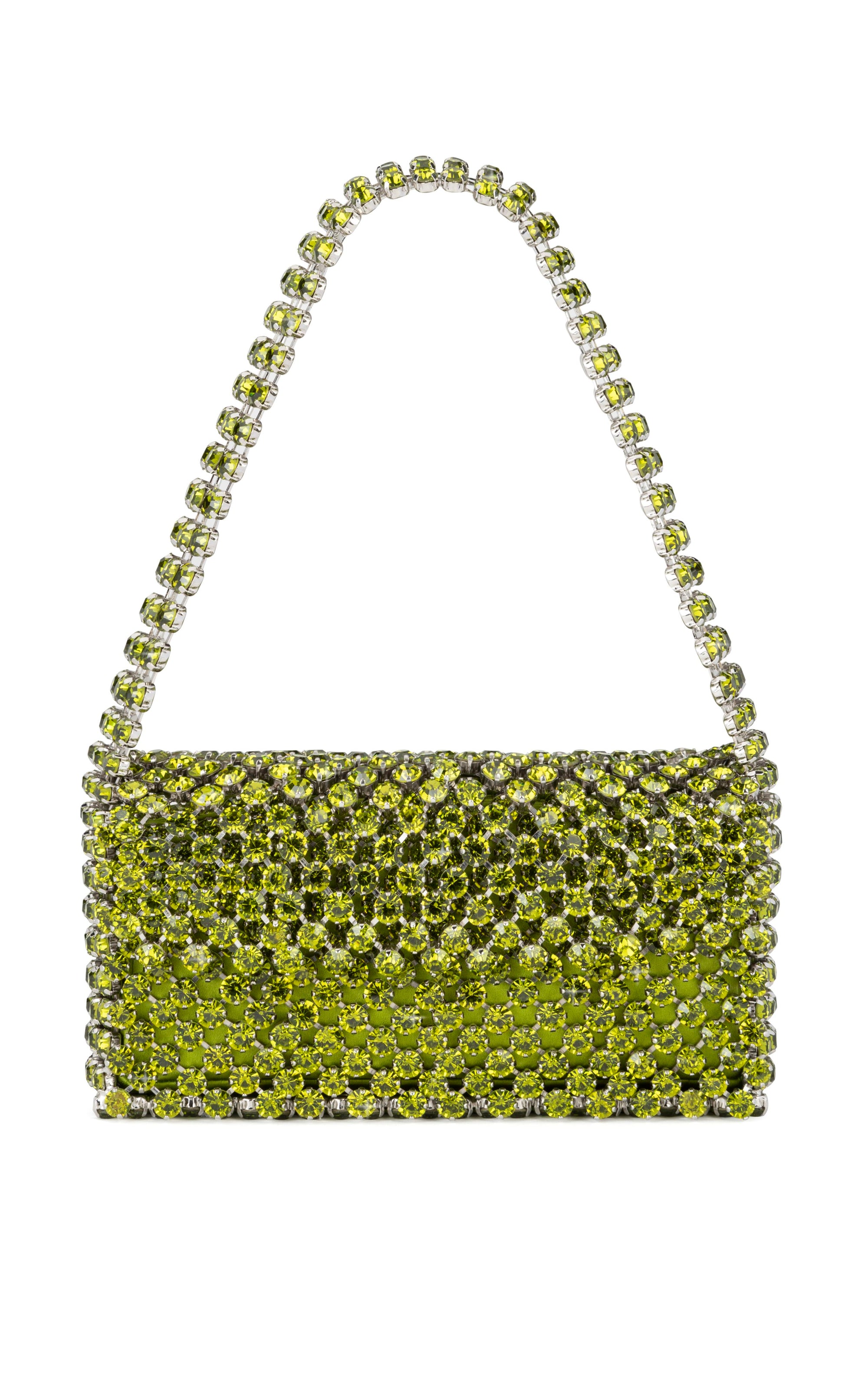 Small silk & rhinestone shoulder bag - Green