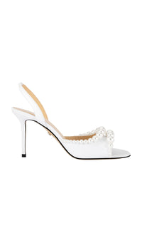 Slingback Sirène 85 en cuir & perles - White