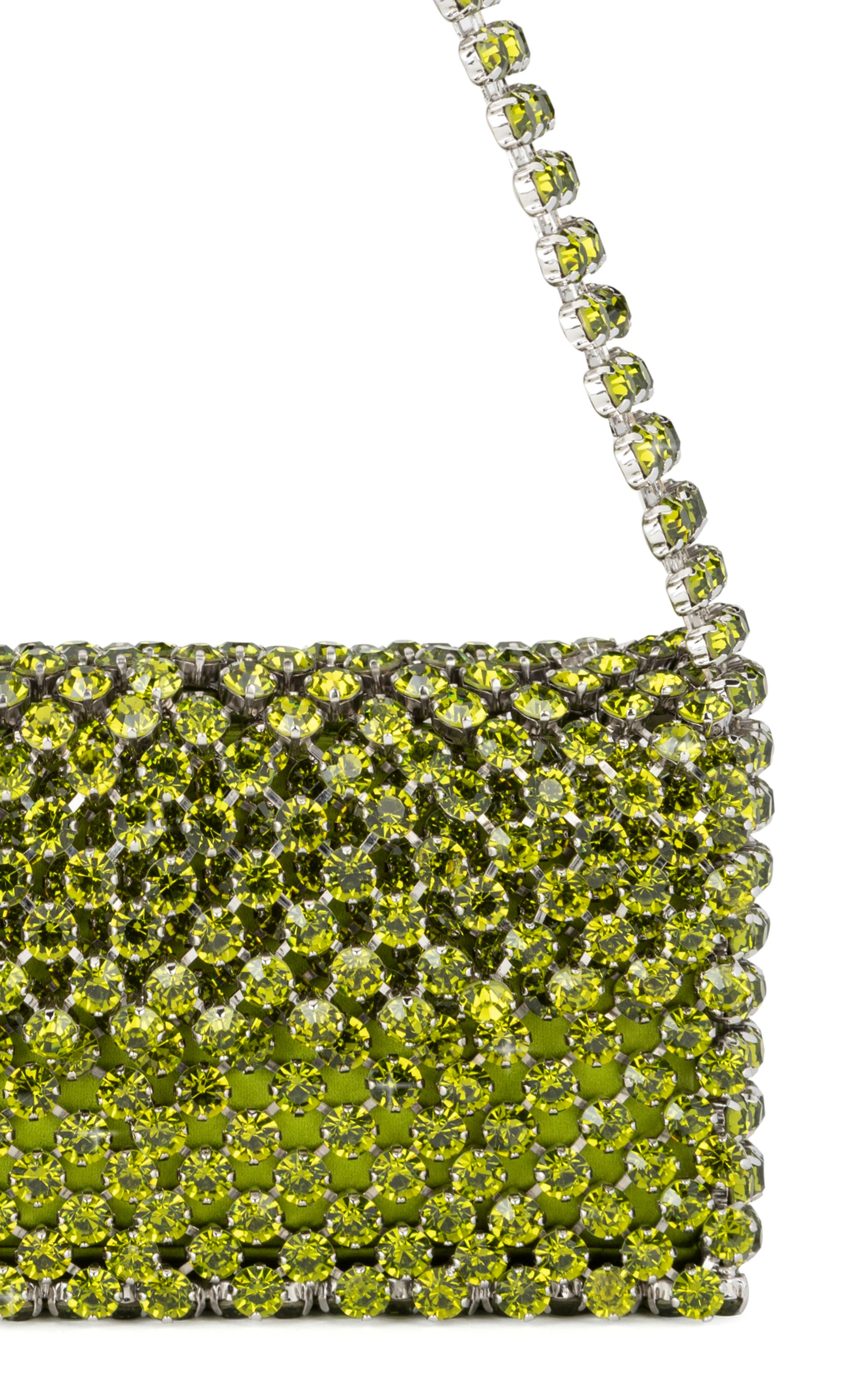 Small silk & rhinestone shoulder bag - Green