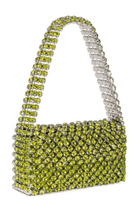 Small silk & rhinestone shoulder bag - Green