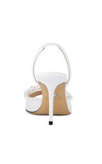 Slingback Sirène 85 en cuir & perles - White