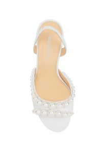 Slingback Sirène 85 en cuir & perles - White