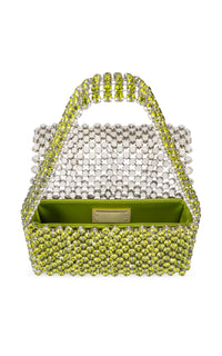 Small silk & rhinestone shoulder bag - Green