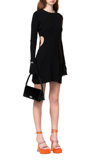 Short Bow dress with rhinestone embellishments - Black