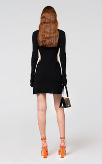 Short Bow dress with rhinestone embellishments - Black