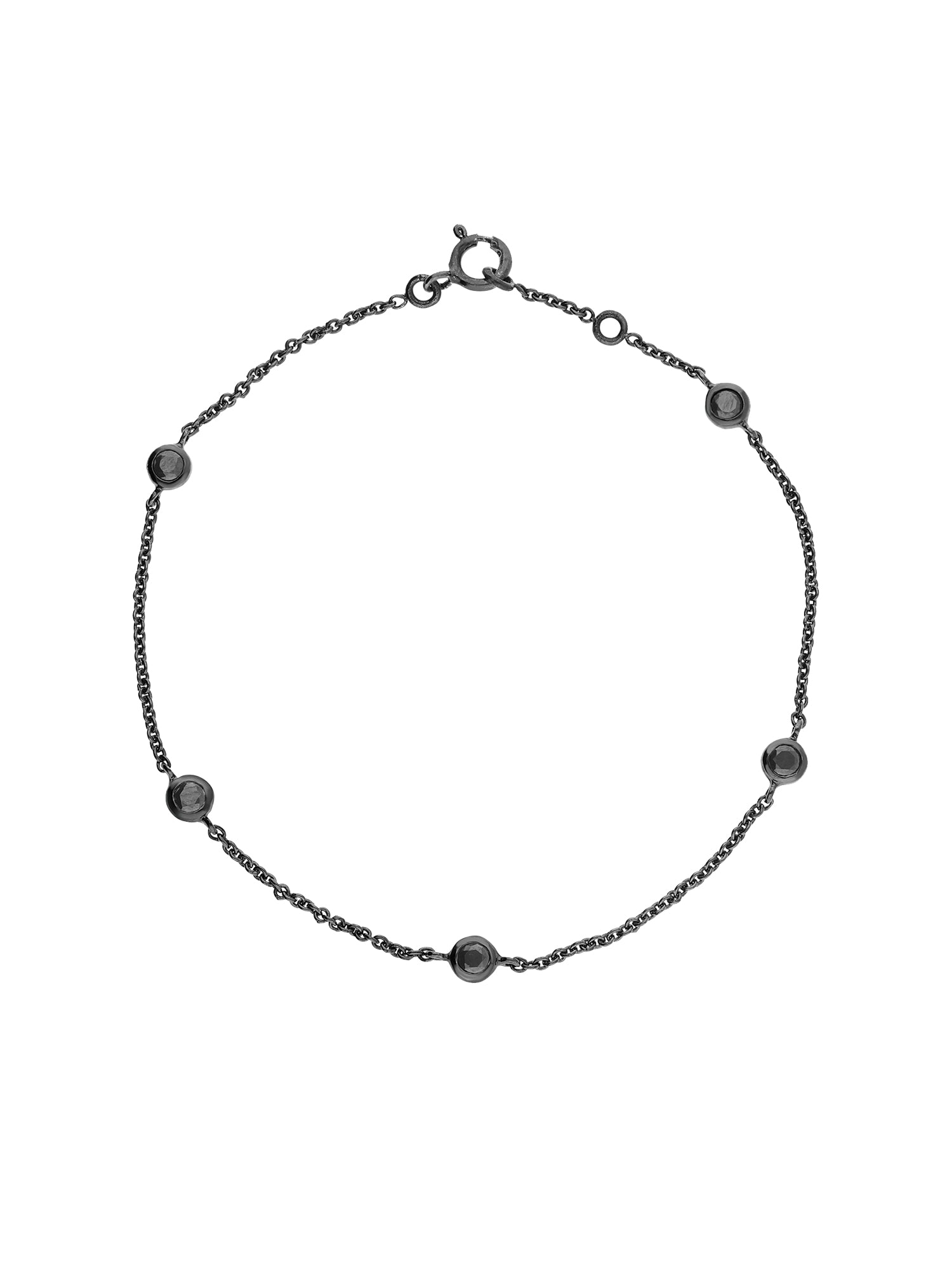 6qty DJV / QTY DISPO : 6-QTY VENDUES : 1-ST : 17% PRIX DJV : 250€ // Or noir 18 ct Bracelet chaine en or noir 18 carats serti de Burmalite noire serti clos /// RECO : 219€