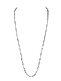 1qty NEW / Argent Rhodié Sautoir sur argent rhodié serti de burmalite™ taille brillant 4mm blanche Longueur 70cm // RECO : 798€