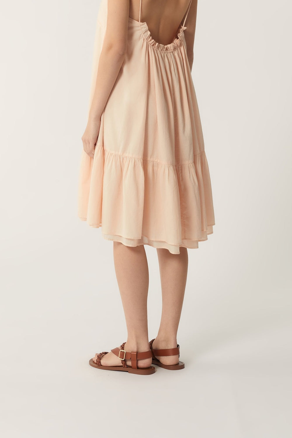 Malibu cotton strapless short dress - Beige Rose