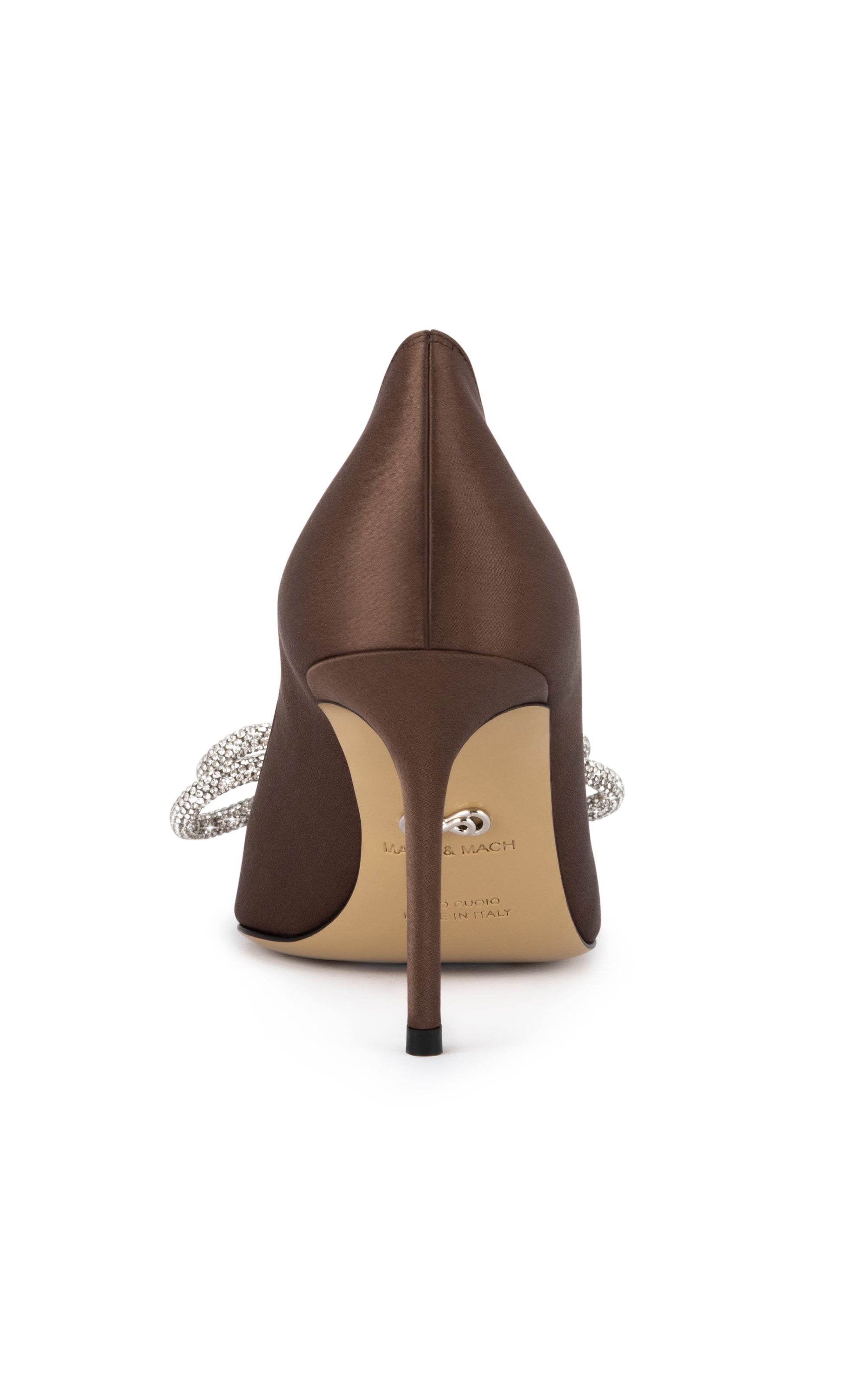 Double Bow 85 satin and rhinestone pumps - Brown