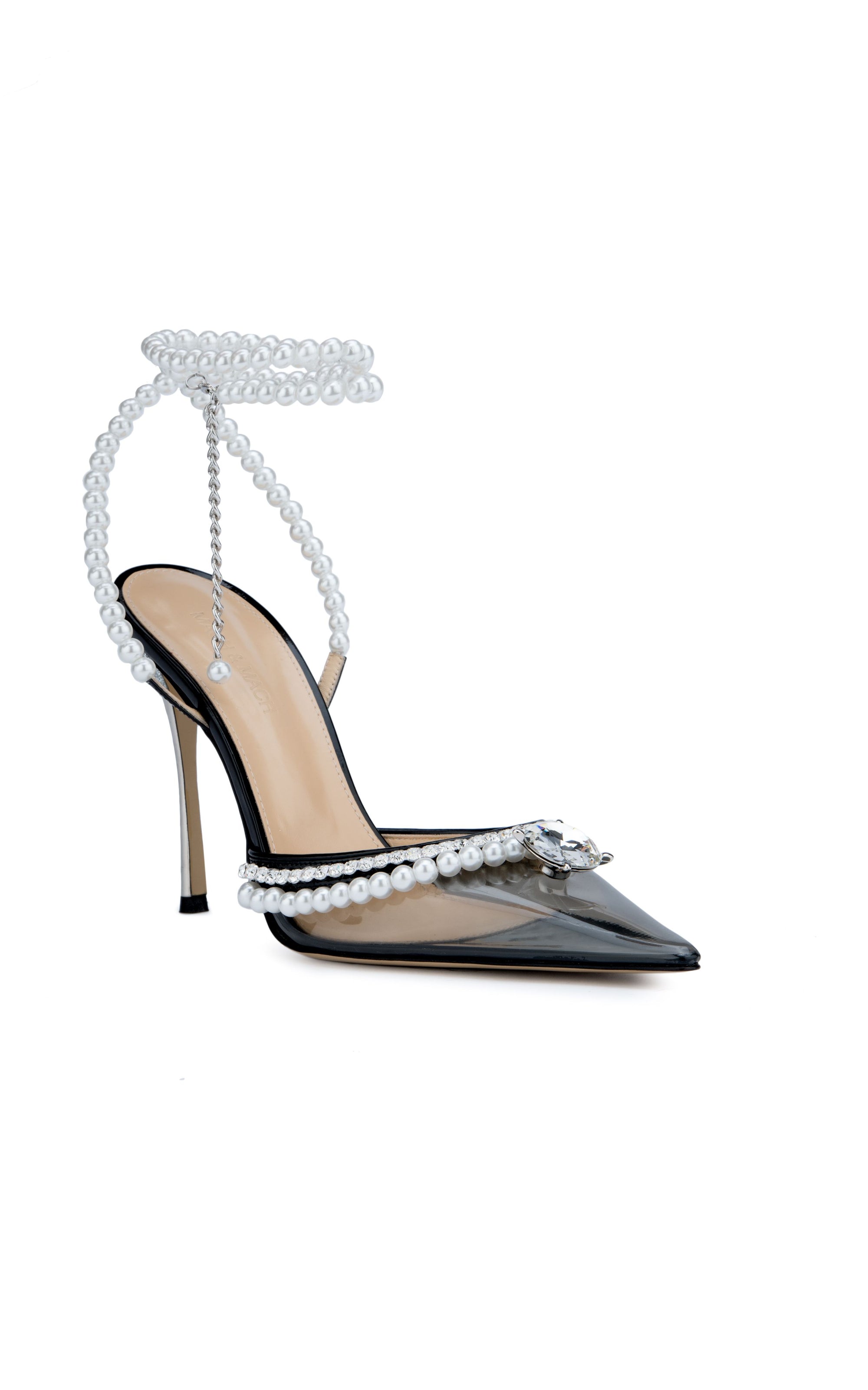 110 strap pumps embellished with pearls & rhinestones - Transparent Black
