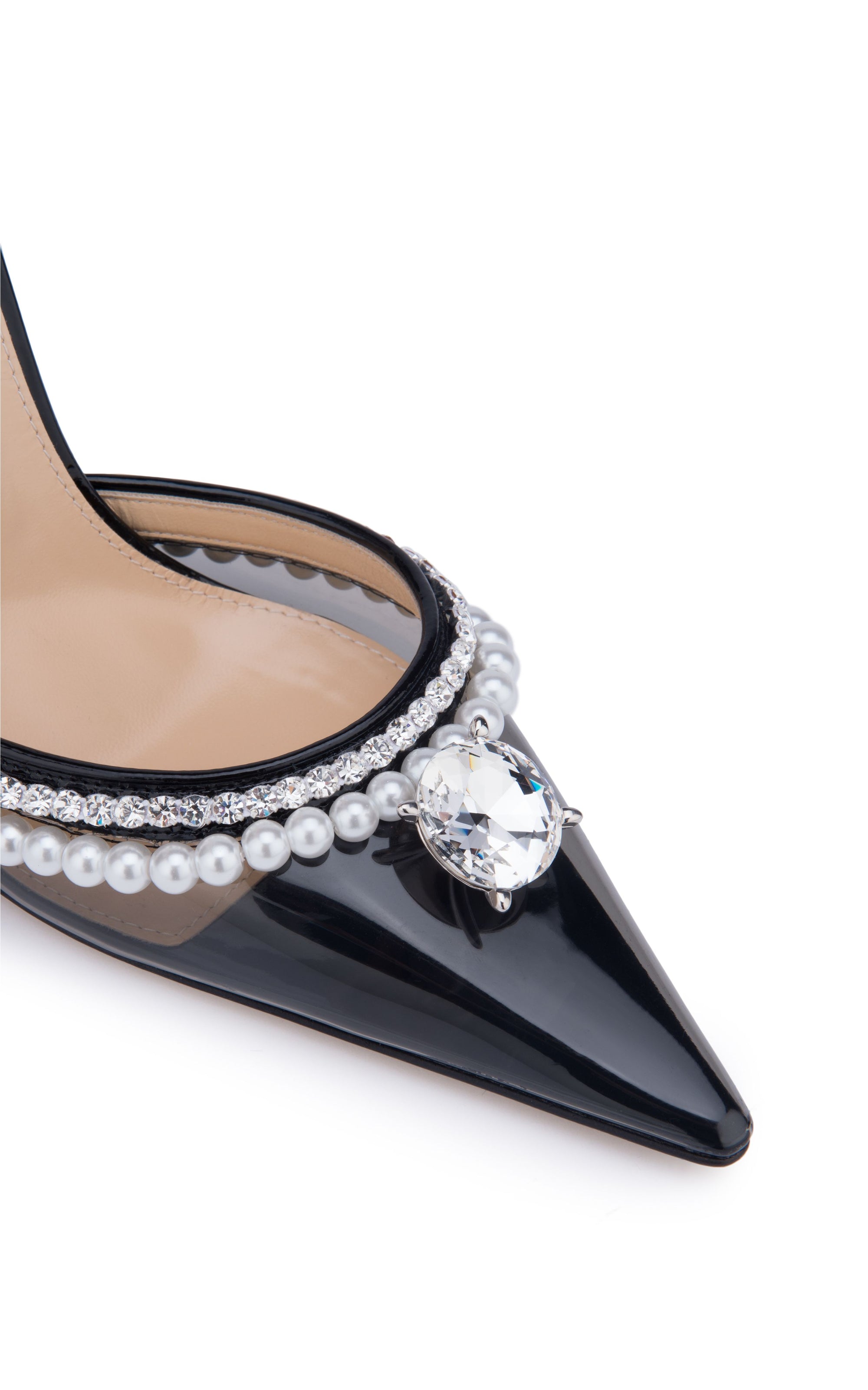 110 strap pumps embellished with pearls & rhinestones - Transparent Black