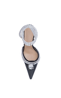 110 strap pumps embellished with pearls & rhinestones - Transparent Black