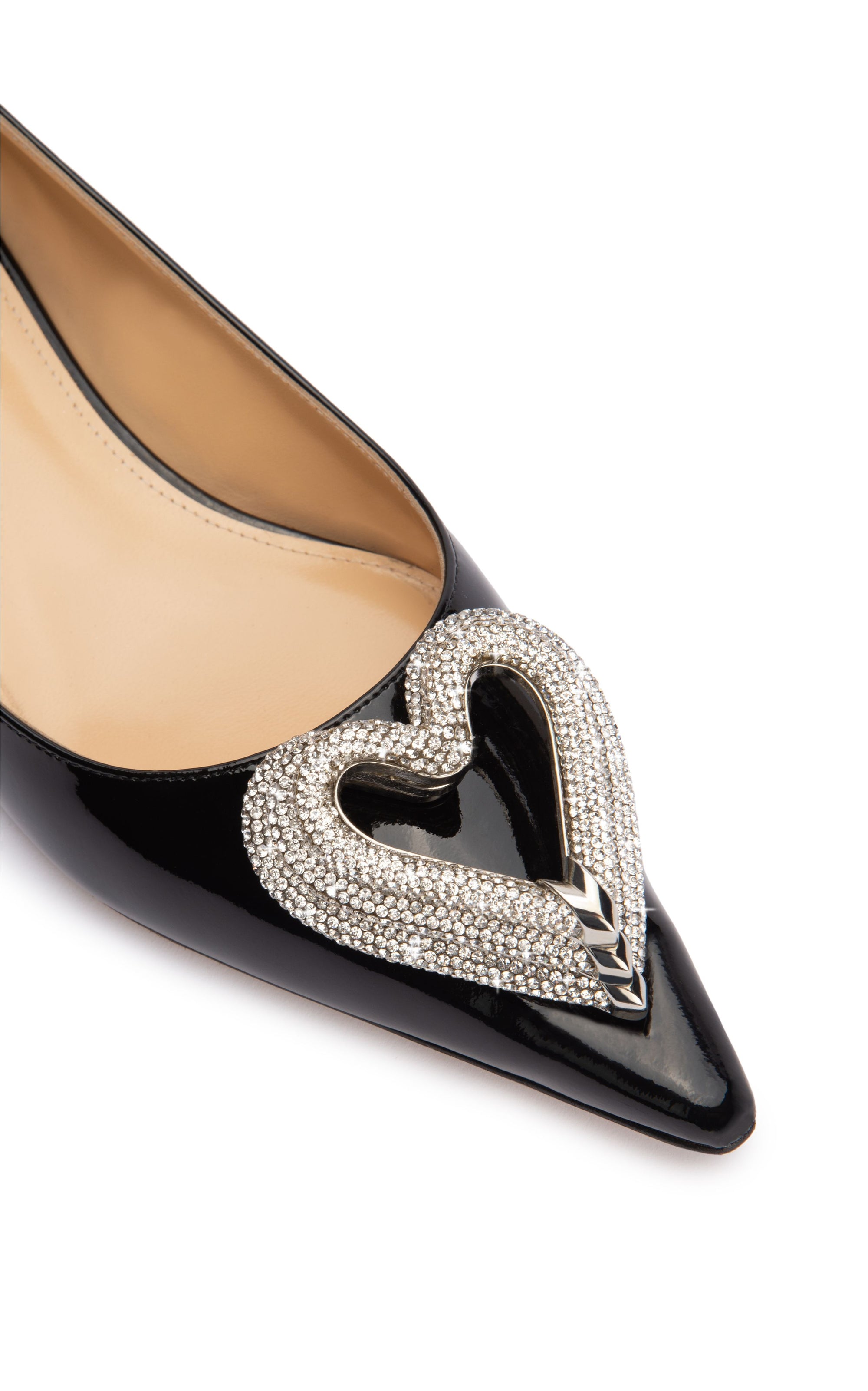 Triple Heart ballerinas in patent leather & rhinestones - Black