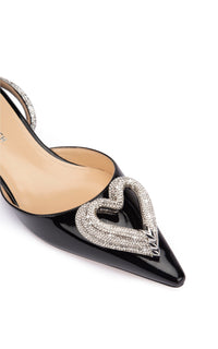 Triple Heart ballerinas in patent leather & rhinestones - Black