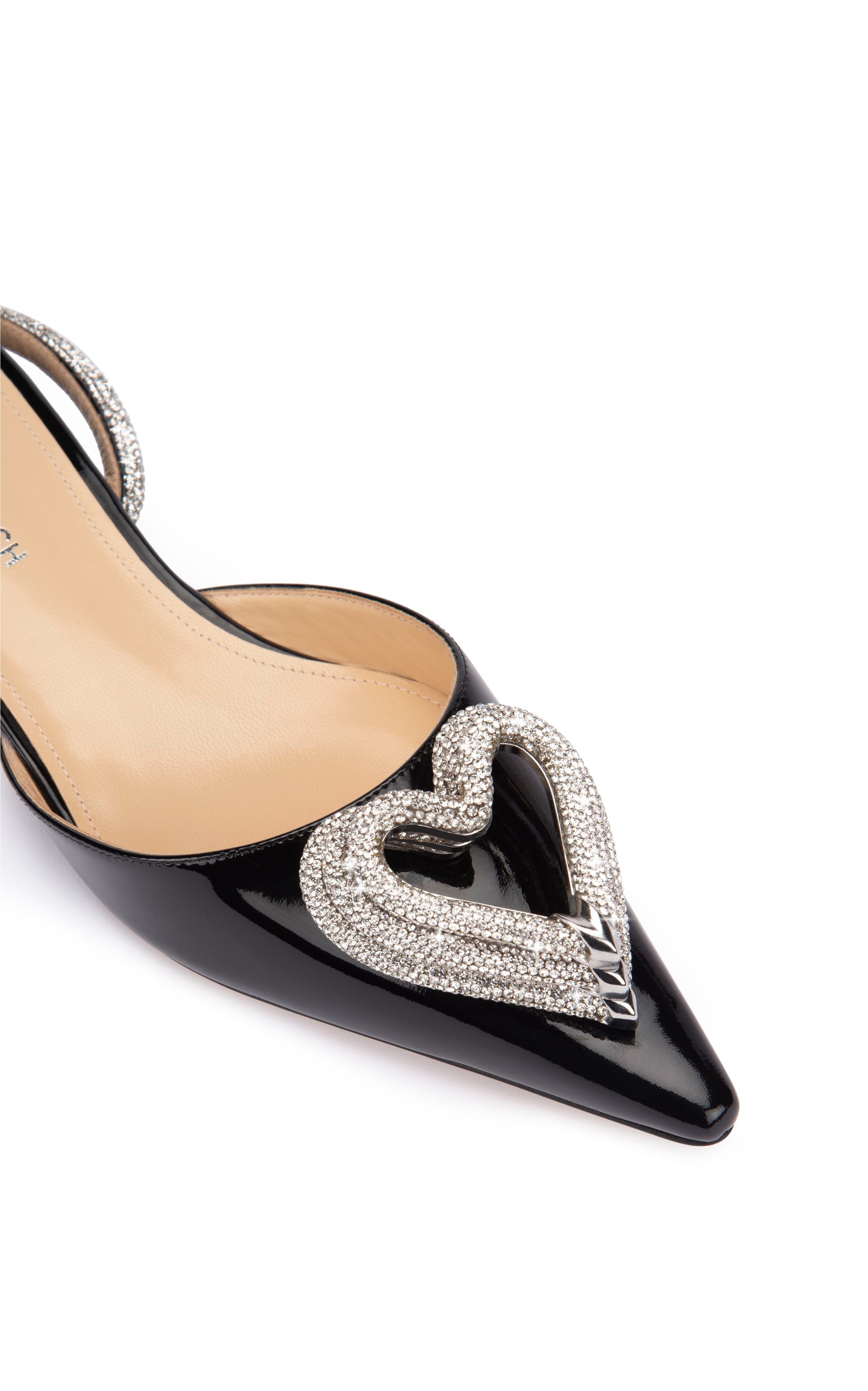 Triple Heart ballerinas in patent leather & rhinestones - Black