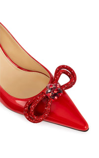 Double Bow 85 pumps in patent leather & rhinestone - Red