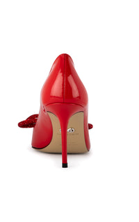 Double Bow 85 pumps in patent leather & rhinestone - Red