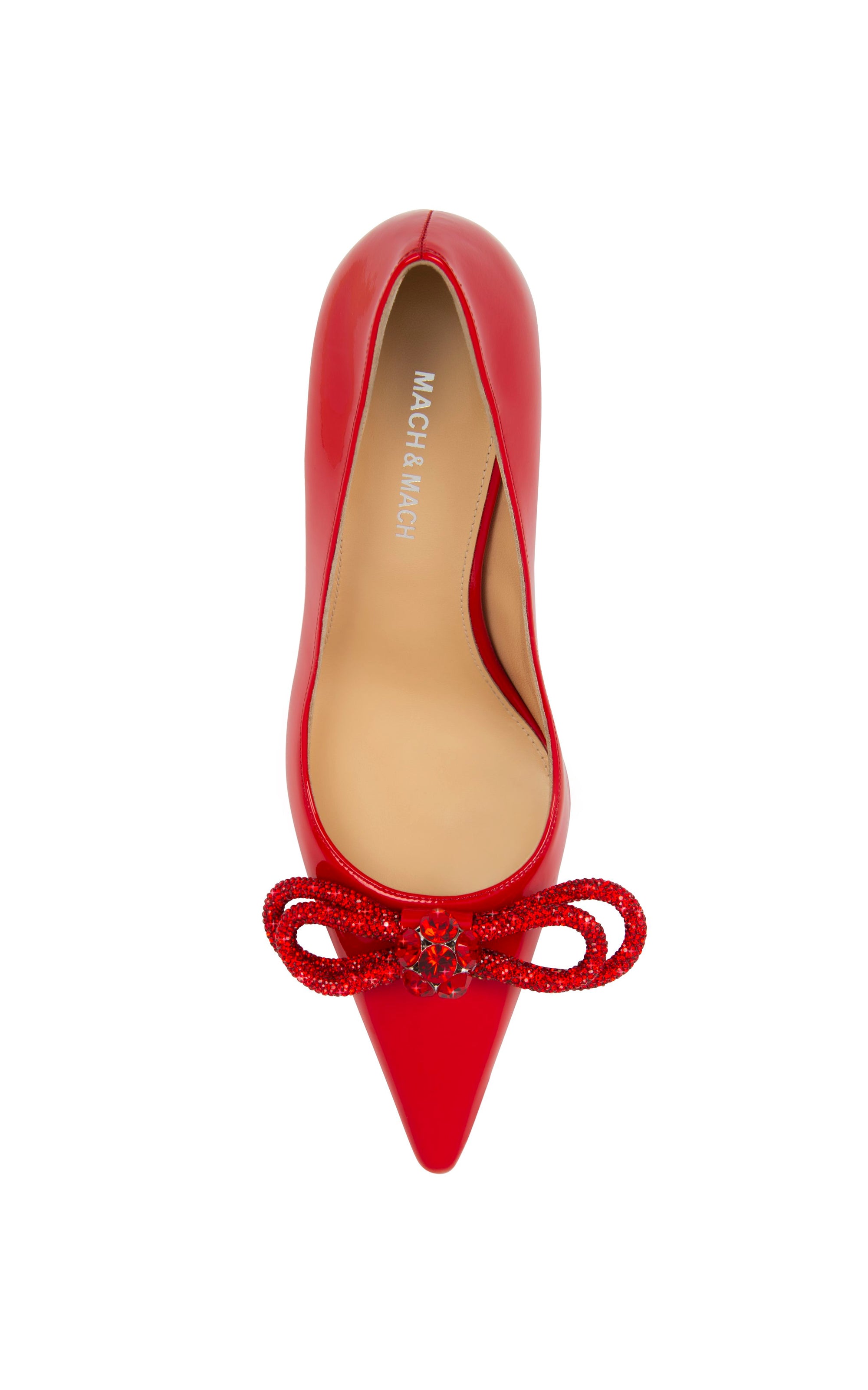 Double Bow 85 pumps in patent leather & rhinestone - Red