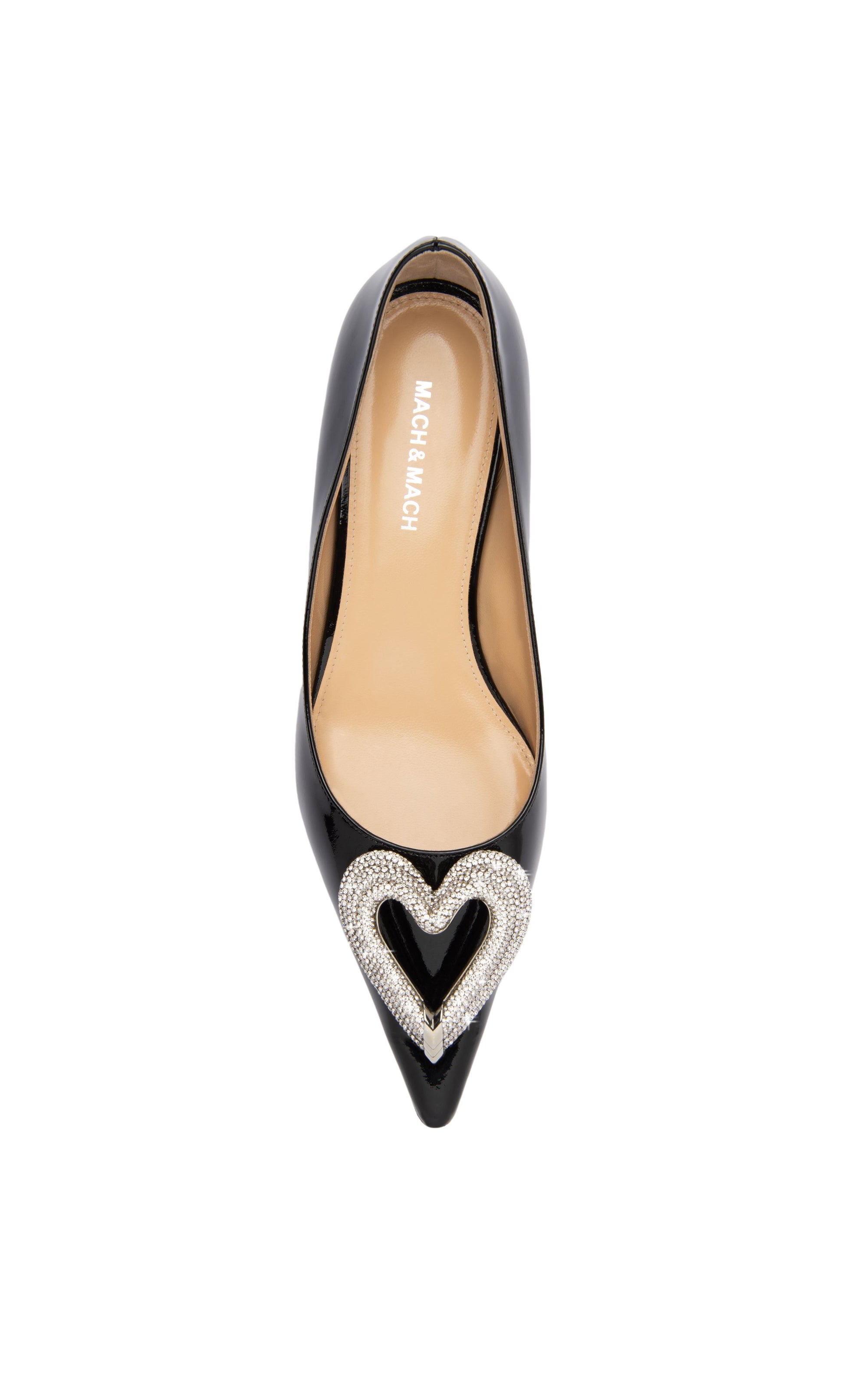 Triple Heart ballerinas in patent leather & rhinestones - Black