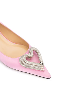 Triple Heart ballerinas in silk & strass - Pink