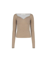 HAUT À COL ROULÉ EN LUREX - Beige Doré