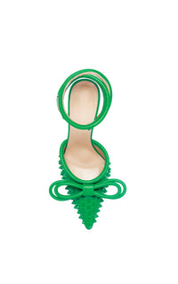 Studded Double Bow slingbacks 100 in leather - Green