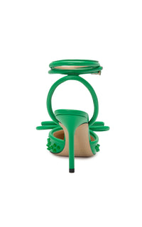 Studded Double Bow slingbacks 100 in leather - Green