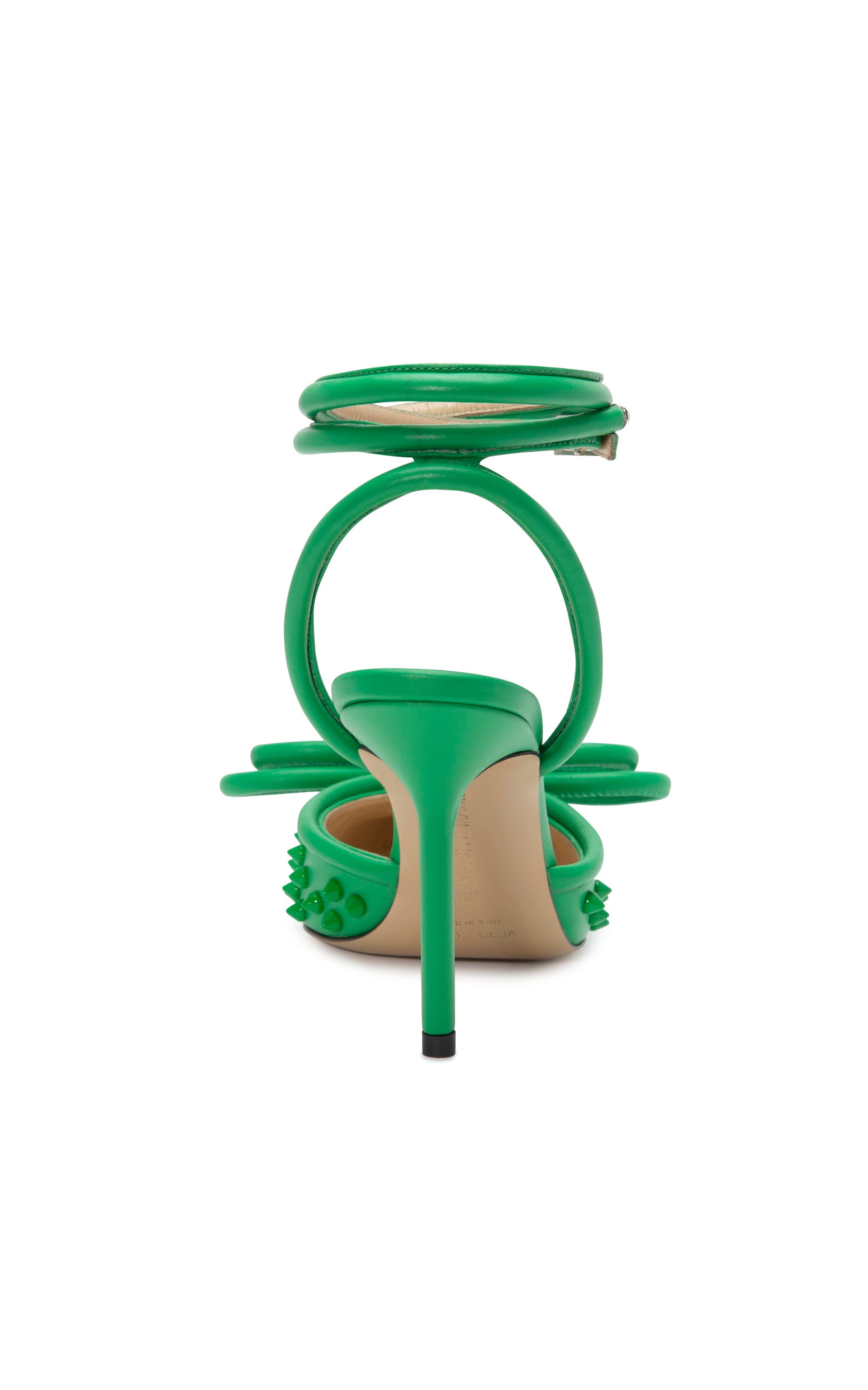 Studded Double Bow slingbacks 100 in leather - Green